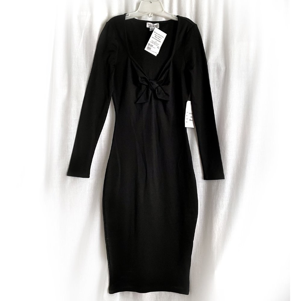 Black dress size XS / 2. Long sleeves. Elegant, bodycon. New NTW. Below knee